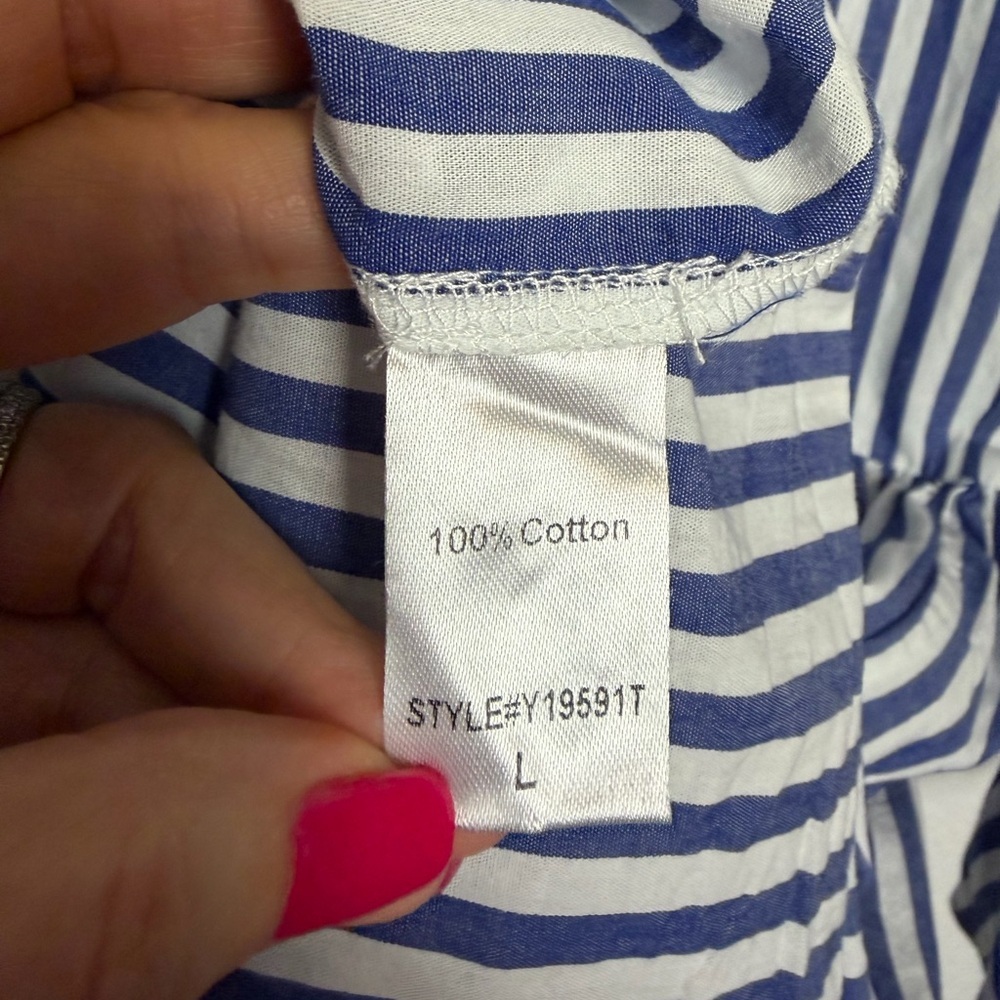 Pomander Kenzo Cotton Poplin Dress Blue White Mini Size Large - Picture 5 of 10